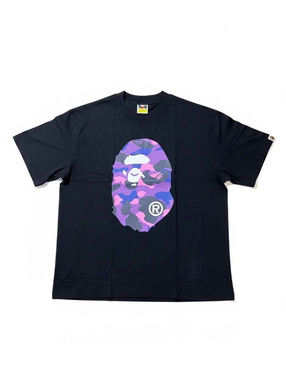 A Bathing Ape (BAPE) Purple Camo Ape Head Tee - Black